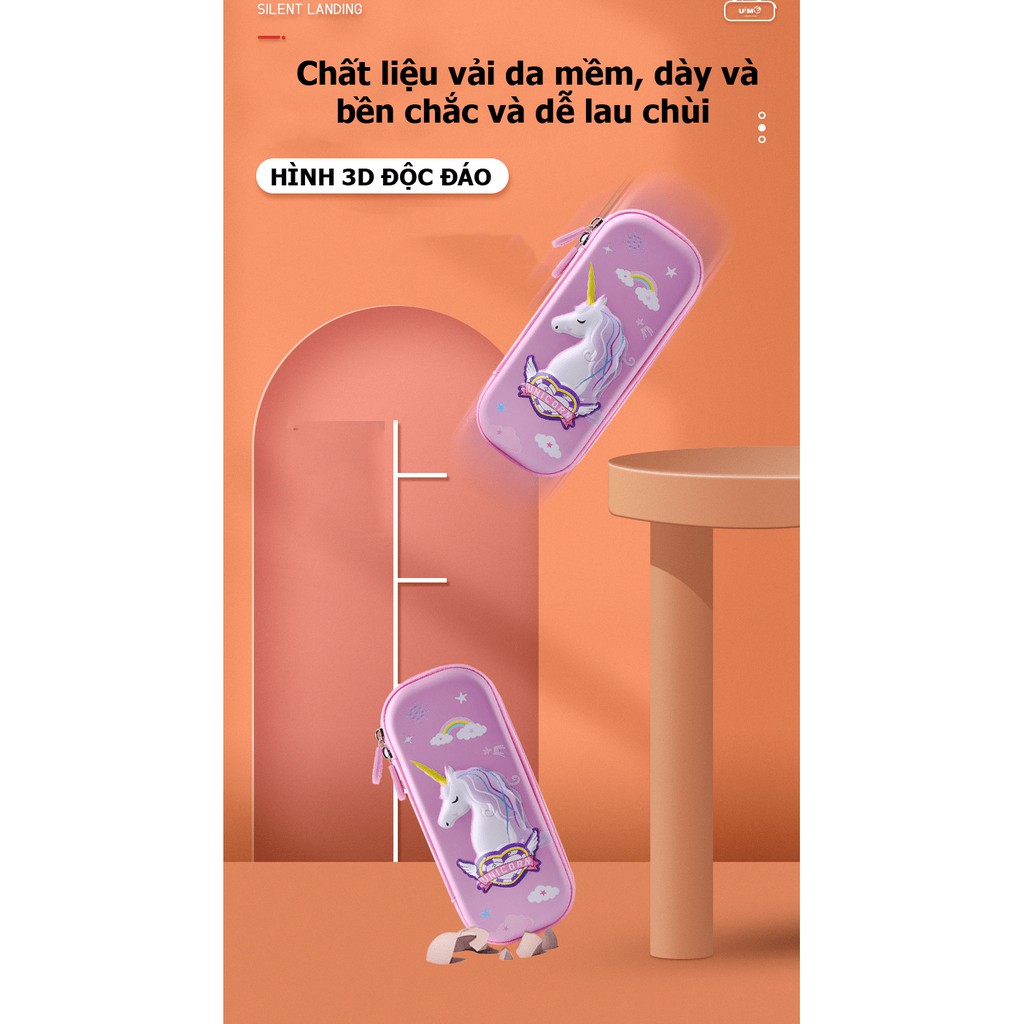 Hộp Bút Họa Tiết In Nổi 3D Sinh Động, Siêu Nhẹ, Chống Thấm Nước, dành cho bé trai và bé gái - NKHB01