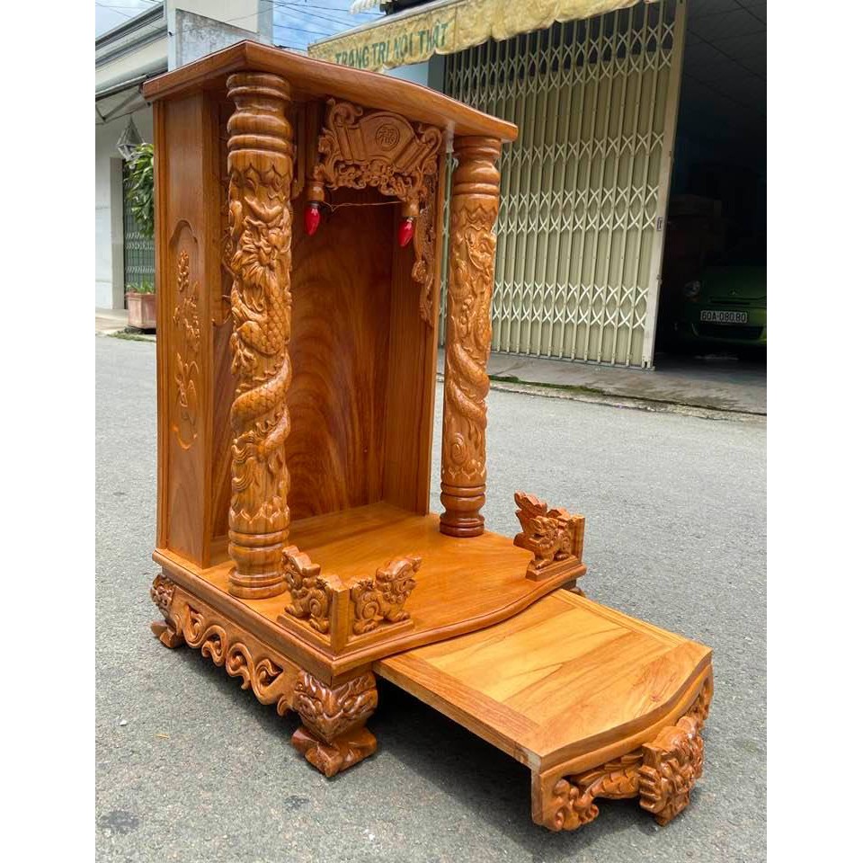 Bàn thờ thần tài ông địa gỗ gõ đỏ 48 x 81CM