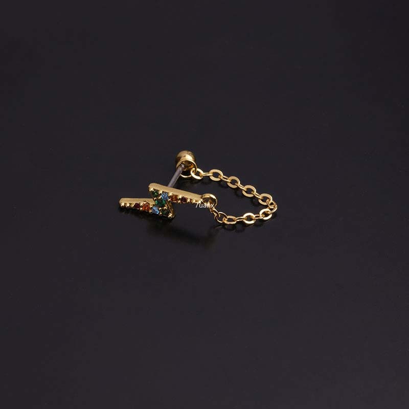 1 Khuyên Tai Hình Rắn/ Trái Tim Đính Đá Zircon Nhiều Màu 20gauge