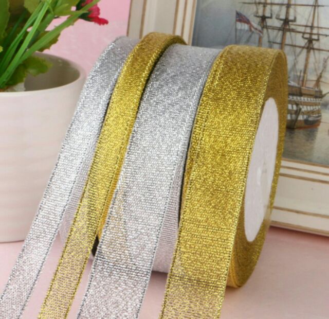 Ruy băng nhũ 1cm, ruy băng kim tuyến