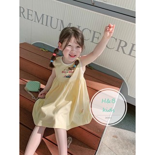 Váy thun cotton ba lỗ bé gái