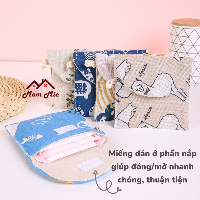 Túi vải mini đựng băng vệ sinh, mỹ phẩm, đồ cá nhân nhiều mẫu và chấm bi - J164, J239