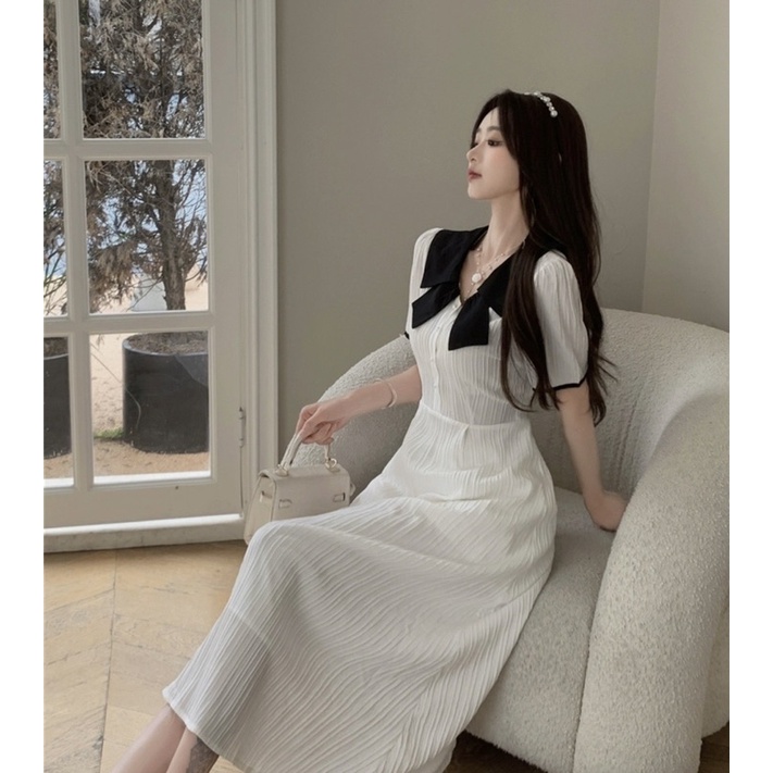 maxi trắng cột eo