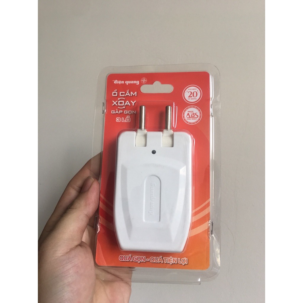 Ổ cắm xoay gấp gọn Điện Quang ĐQ ESK RT, bảo hành 12 tháng, chịu công suất 2500W