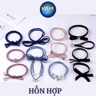 Combo Hộp 12 dây chun cột tóc, Chun Cột Tóc Mẹ Bé, Cột Tóc Bé, Dây Cài Tóc - KAMI