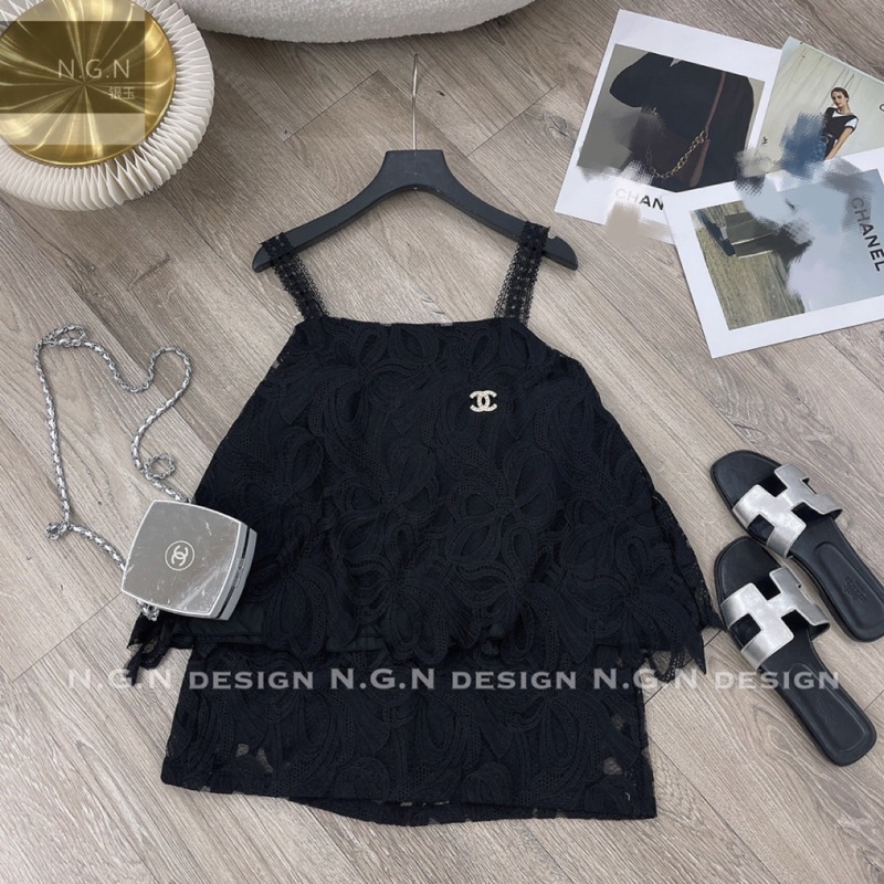 Sét ren hai dây kèm chân váy