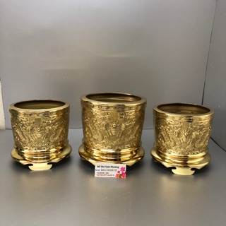 Combo 3 chiếc bát hương đồng vàng