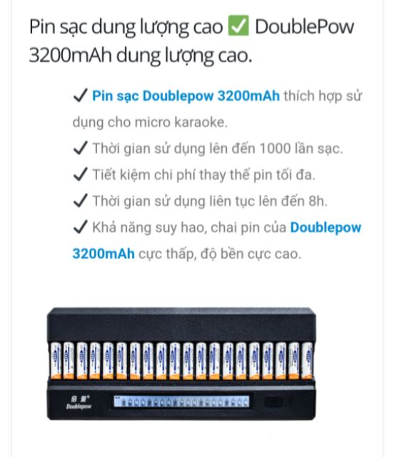 Pin sạc 3200mAh hàng công ty chuẩn sài bên lâu  chuyên dùng quán karaoke