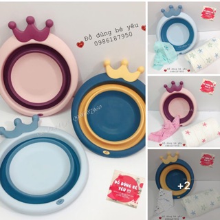 Chậu rửa gập gọn, chậu đa năng silicon tiện lợi hình vương miện cho bé Babyboo