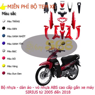 Dàn áo xe SIRIUS [TẶNG NGAY TEM XE] nhựa nguyên sinh ABS cao cấp (8 MÀU)