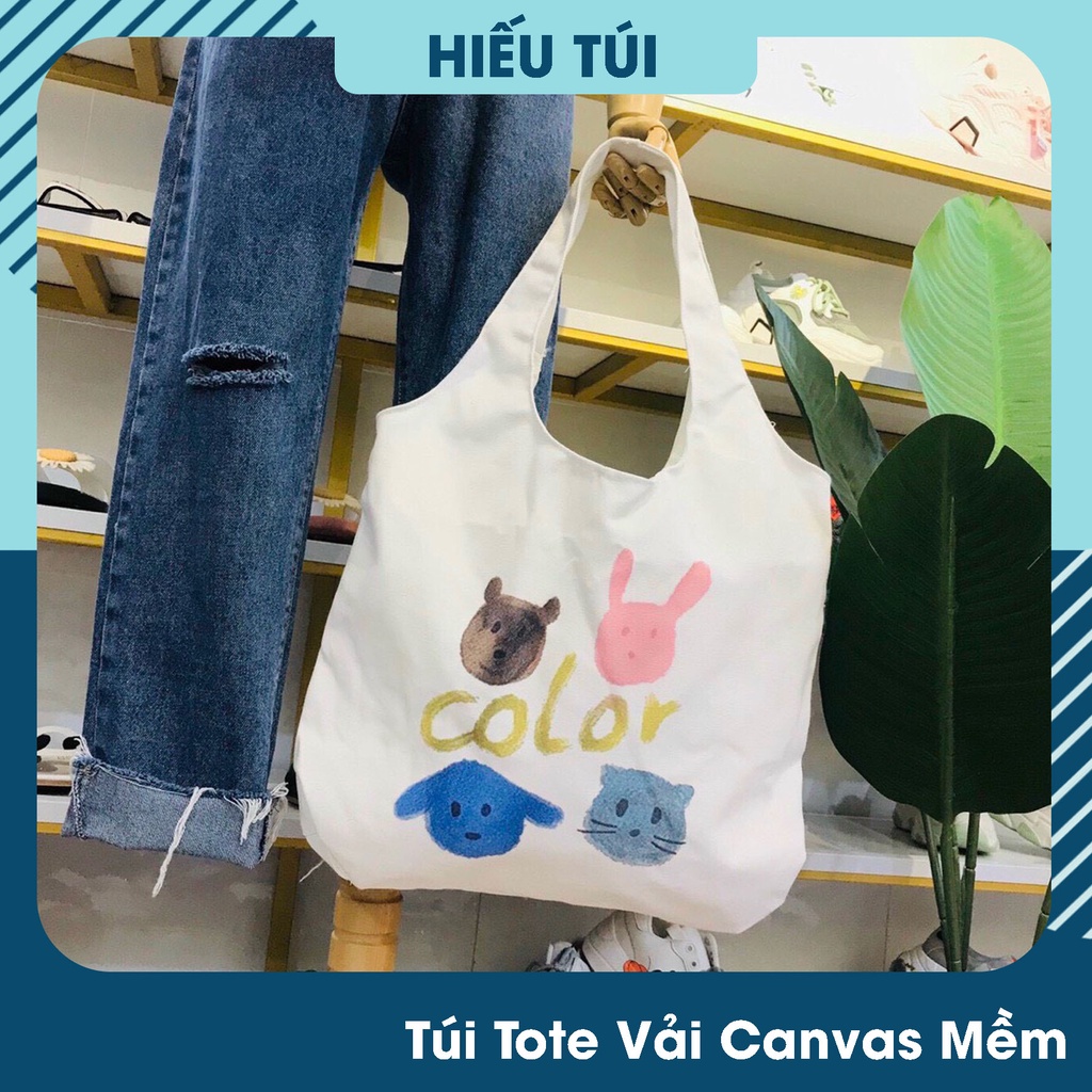 Túi vải canvas đeo vai tote công sở cao cấp vừa A4 giá rẻ phong cách Hàn Quốc ullzang HTV101