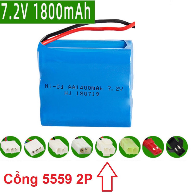 Pin sạc ni-cd 7.2v 1400mah dùng cho xe điều khiển cổng 5559 2P