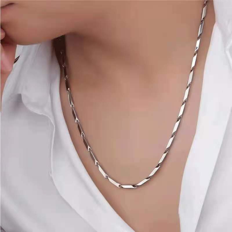 Dây Chuyền Thép Titan 3MM Mặt Hình Thoi Hạt Vuông Phong Cách Hip Hop Thời Trang