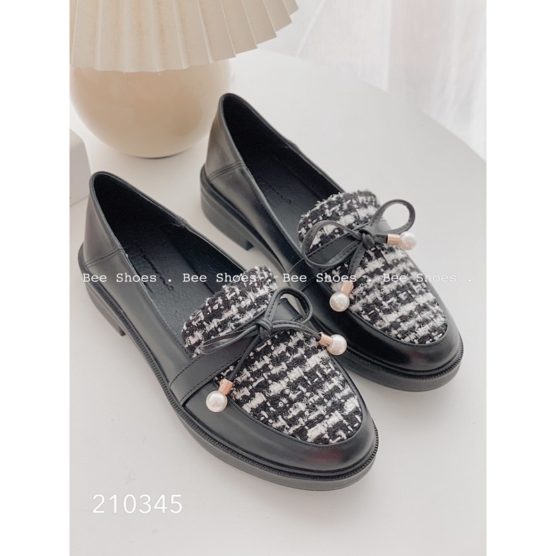 BEESHOES - GIÀY BÚP BÊ NỮ MŨI TRÒN DẠ NƠ - GIÀY BÚP BÊ NỮ MŨI TRÒN ĐẾ VUÔNG CAO 2 PHÂN SẴN MÀU ĐEN - KEM 210345 | BigBuy360 - bigbuy360.vn