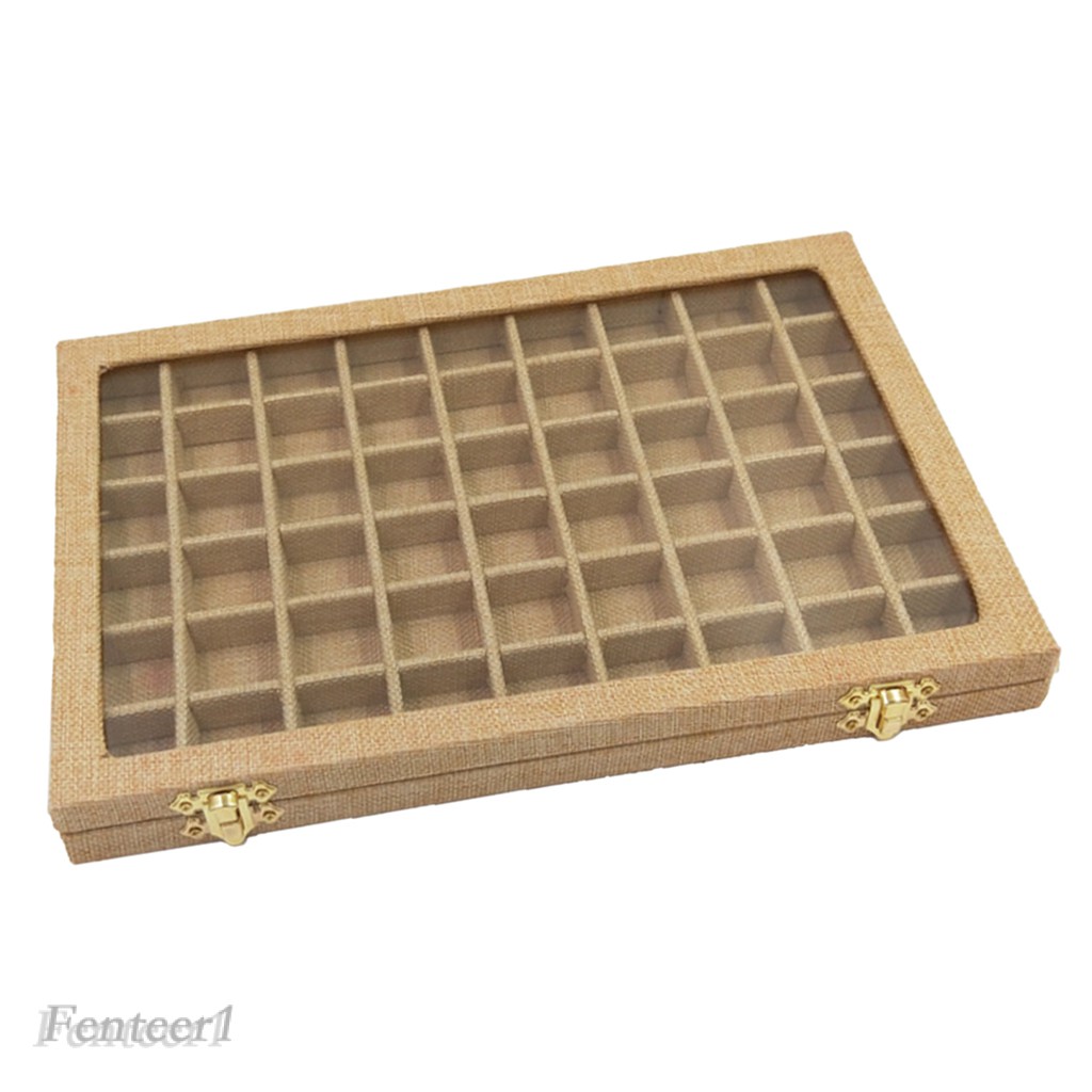 [Fenteer1] Khay Trưng Bày Nhẫn / Khuy Măng Sét / Khuyên Tai Cỡ Lớn 54 Ngăn