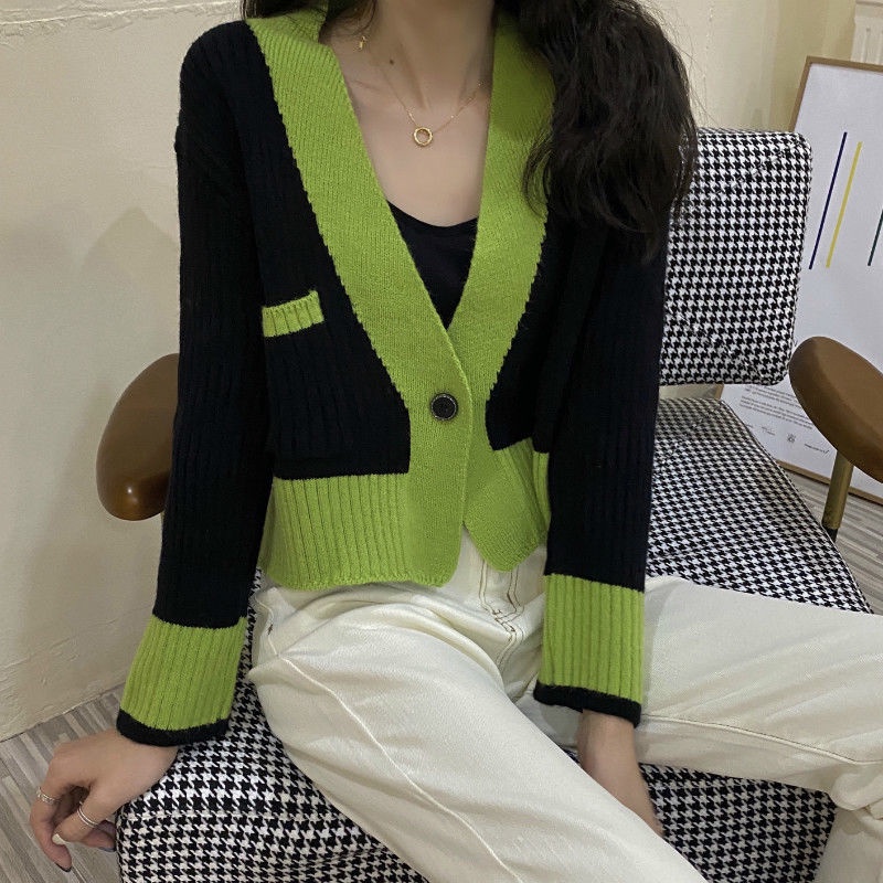 COZOK Áo cardigan dệt kim tay dài dáng ôm màu khối thời trang