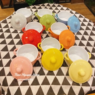 Cốc chén sứ caramen có nắp, bánh flan, pudding, sữa chua, hấp trứng...