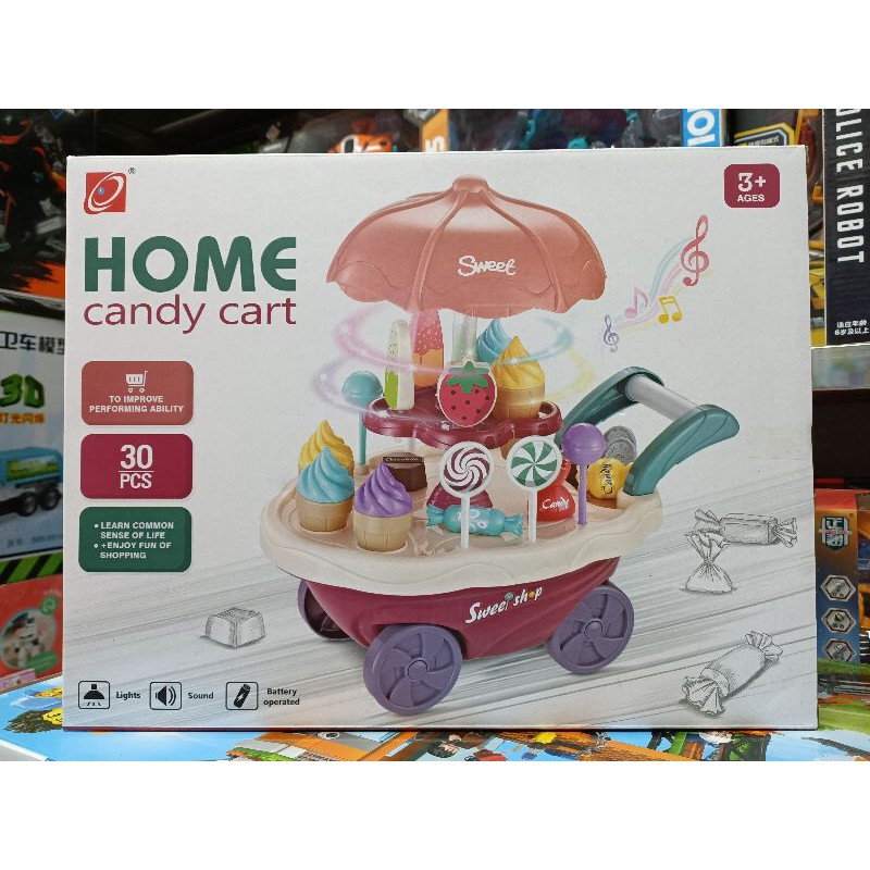 Hộp đồ chơi Xe đẩy 2 tầng HOME CANDY CART bán kem và kẹo