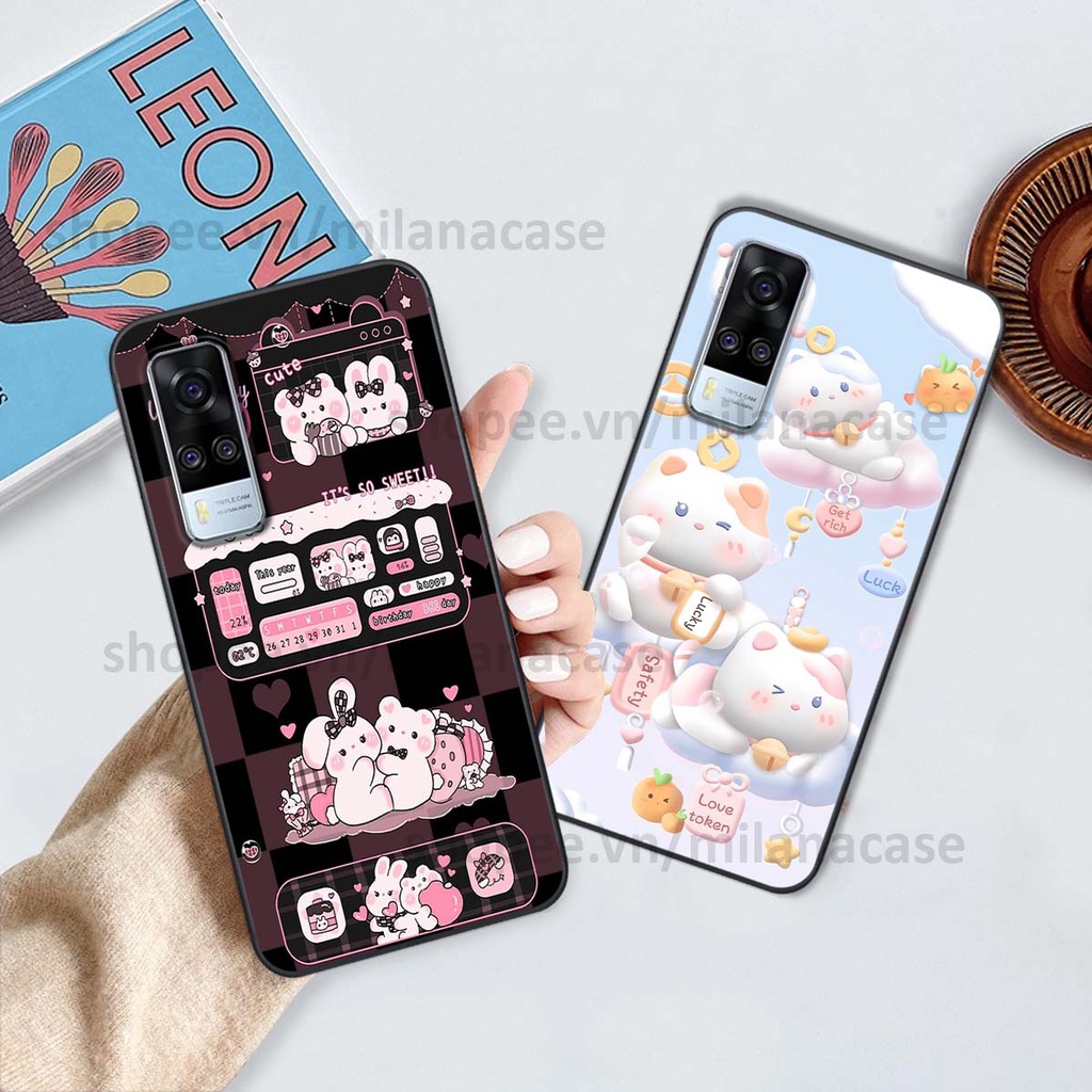 Ốp Vivo Y51 2020 hình đồng hồ icon gấu mèo cute cực dễ thương ngộ nghĩnh