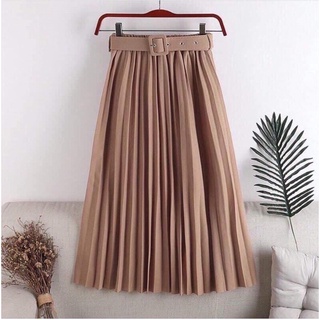 Chân Váy dập ly dáng dài kèm đai lưng