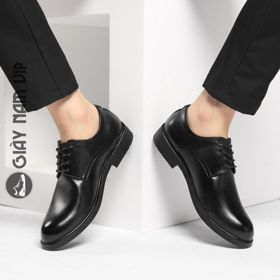 Giày Da Nam Công Sở Buộc Dây Cao Cấp Trẻ Trung GIAYNAMVIP Giày Nam Đen Đẹp Hàn Quốc GD55