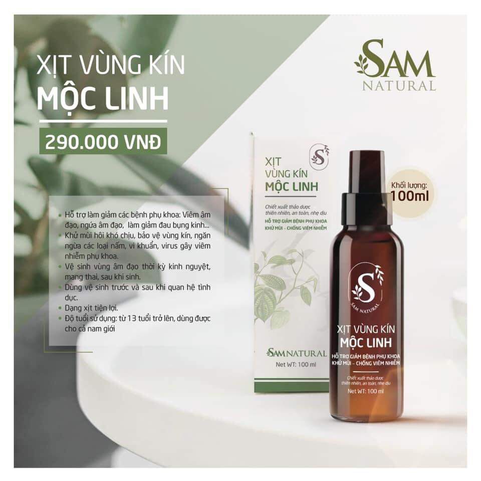 XỊT PHỤ KHOA (VÙNG KÍN) MỘC LINH 100ML - SAM NATURAL