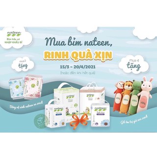 Tã bỉm hữu cơ nateen chính hãng dán s56/m48/l42-quần l54/xl48/xxl42