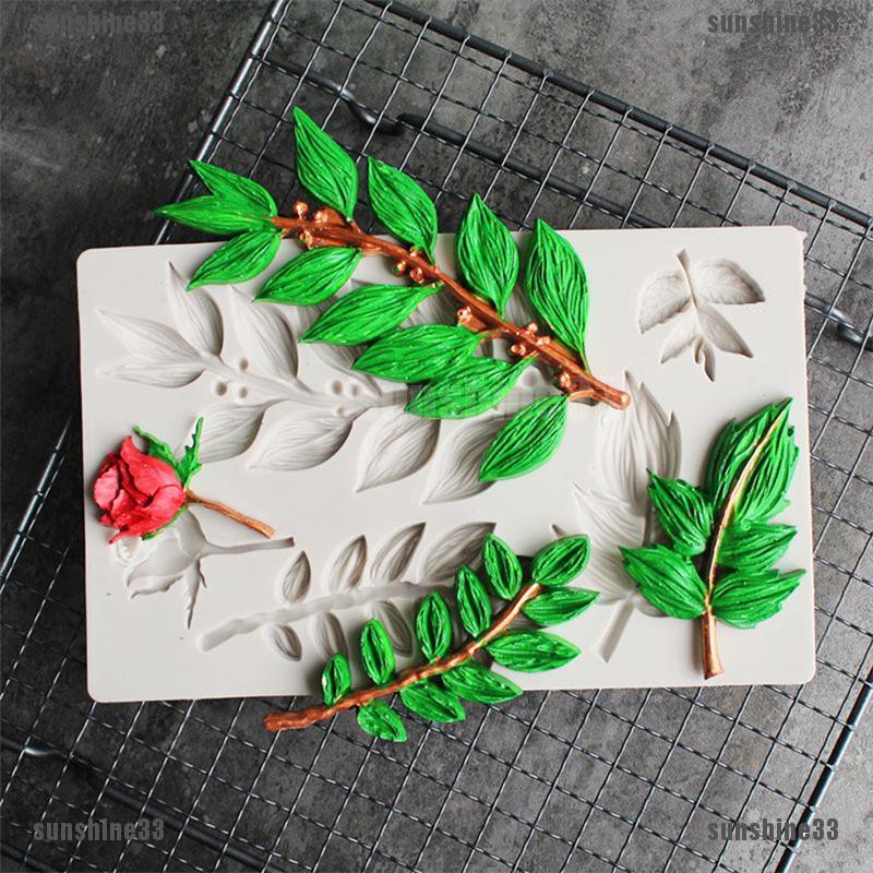 Khuôn Silicone Tạo Hình Hoa Hồng Lá Trang Trí Bánh