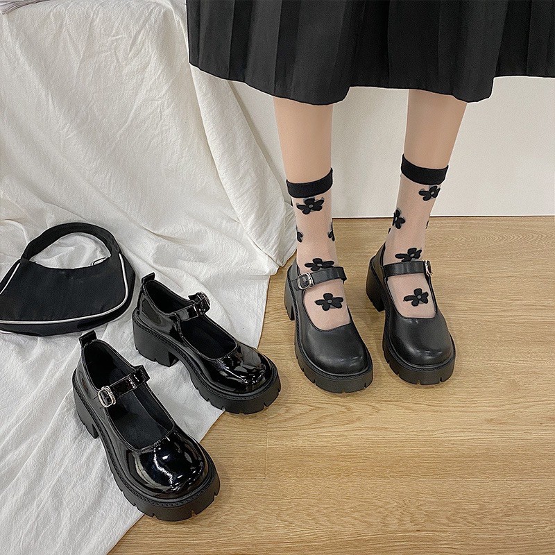 [Có sẵn+ảnh thật] Giày búp bê lolita quai ngang đế răng cưa đế 5cm - mã 04 | BigBuy360 - bigbuy360.vn