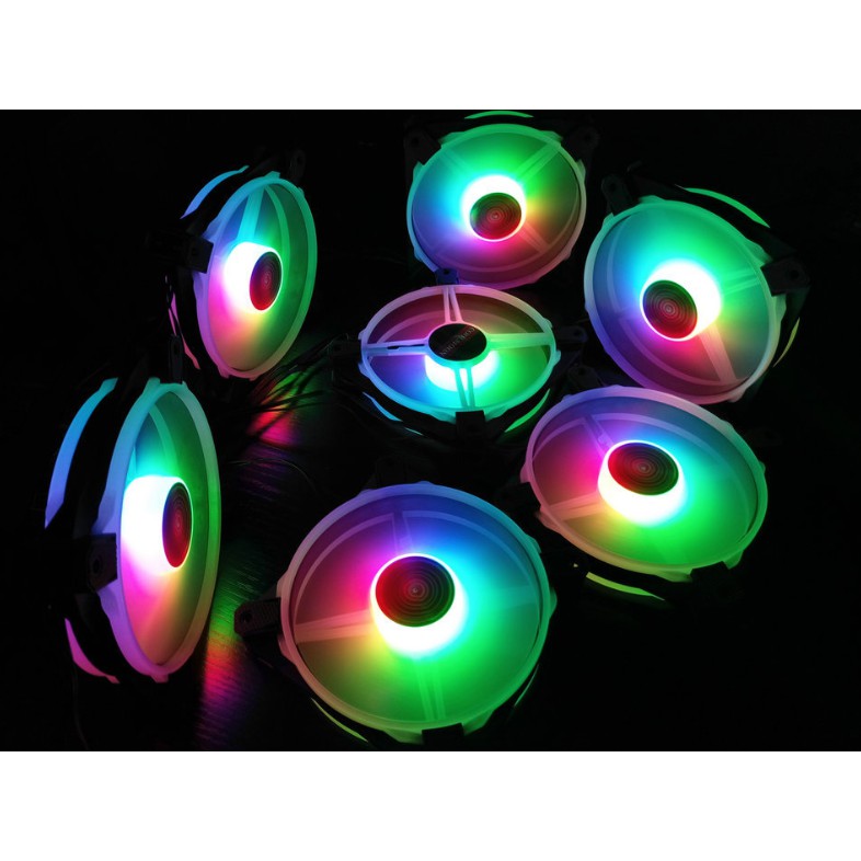 Bộ 6 Quạt Tản Nhiệt, Fan Case Coolmoon V5 Led RGB Rainbow 16 Triệu Màu, 366 Hiệu Ứng - Kèm Bộ Hub Và Remote