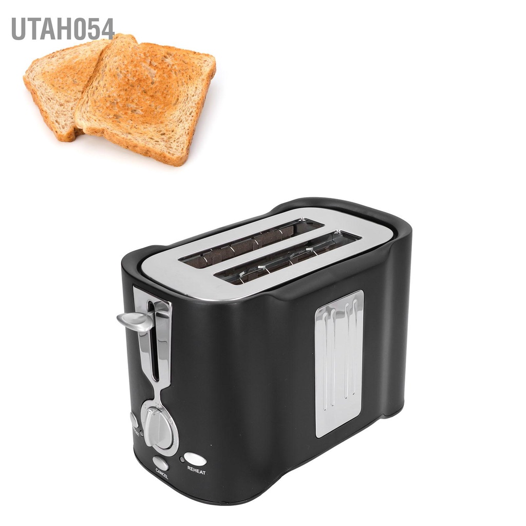 Utah054 Máy nướng bánh mì đơn giản 800W nhỏ có rãnh dày rộng 2 lát làm US 120V
