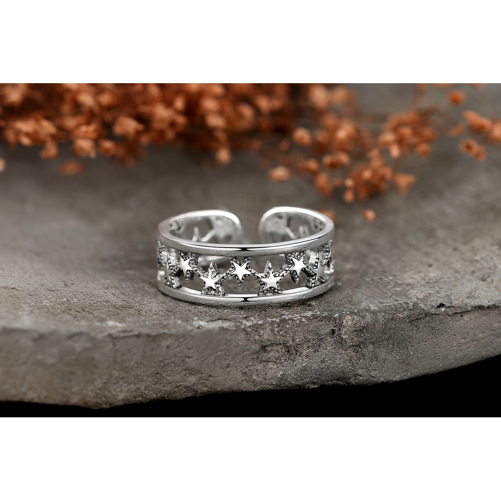 Nhẫn Đôi Màu Đen Bạc Thái Cổ Điển Tùy Chỉnh Thời Trang Thái Lan Dành Cho Nữ Cincin-S1