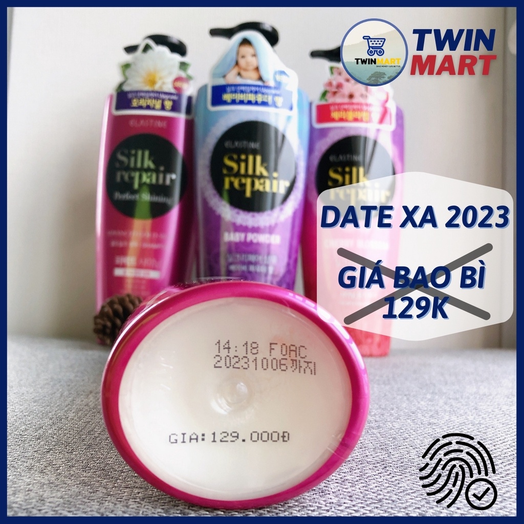 [MUA 1 TẶNG 1 DẦU XẢ 44K] Dầu gội chăm sóc và nuôi dưỡng tóc Elastine Silk Repair Baby Powder 550ml nhập khẩu Hàn Quốc