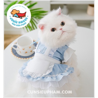 [SẴN - HOẢ TỐC] Váy tiểu thư tạp dề màu xanh xinh xắn cho chó mèo