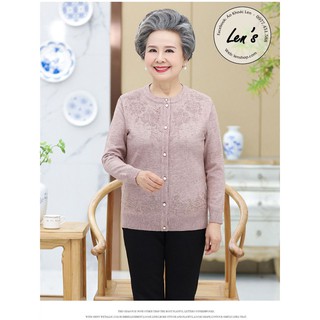 Áo Len Trung Niên, Áo Khoác Trung Niên Nữ Len Trơn Hoa Nổi