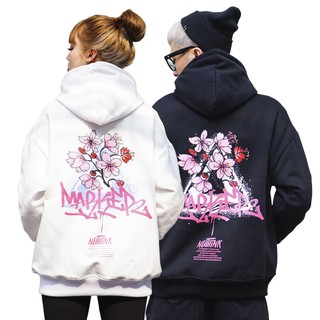 Áo mũ Hoodie Nuthink Flower Unisex N7 nỉ bông in họa tiết cặp đôi nam nữ Oversize Ulzzang thu đông form rộng 2 màu