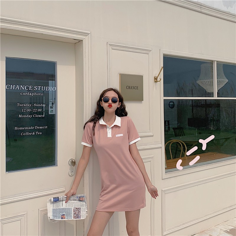 Đầm tay ngắn có cổ và họa tiết thêu theo phong cách Hàn Quốc Xiaozhainv | BigBuy360 - bigbuy360.vn