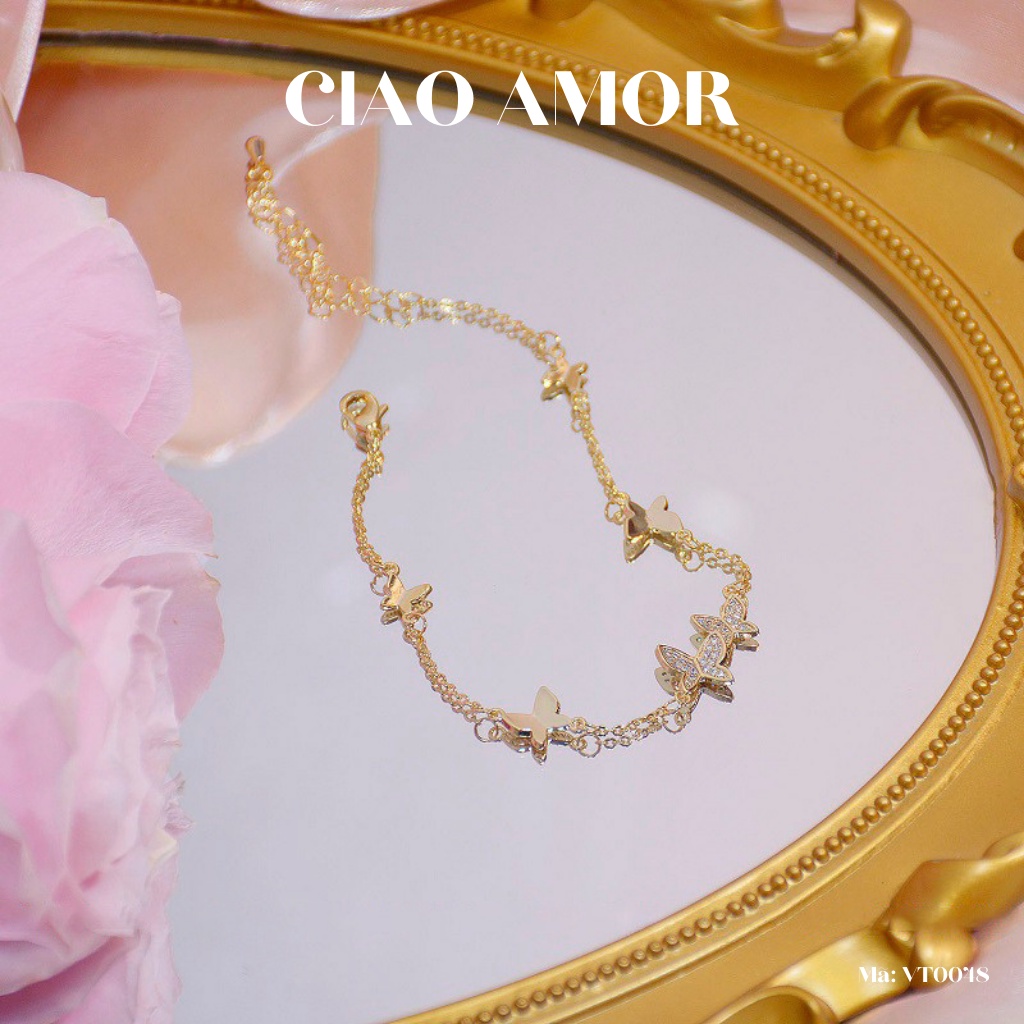 Vòng tay nữ, lắc tay nữ hai cánh xinh Trang sức Ciao Amor - Mã VT0048