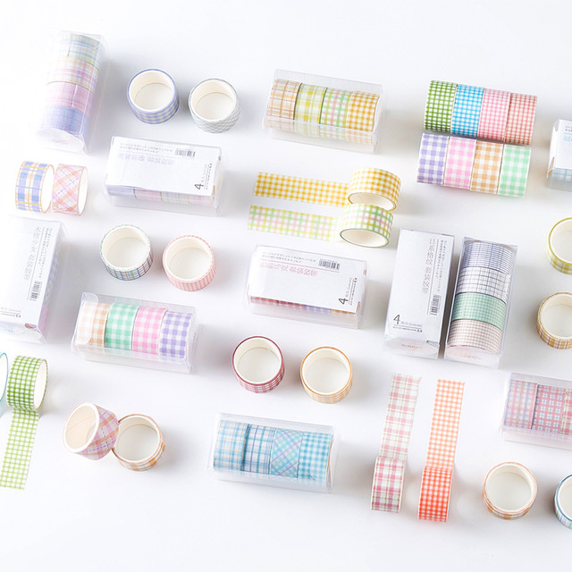 Set 4 cuộn băng keo giấy washi dành cho trang trí sổ nhật ký 9 phong cách