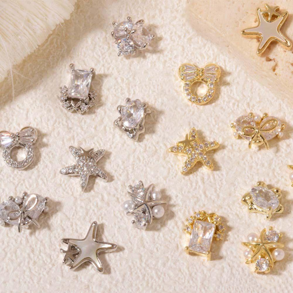 Móng Tay Giả Thắt Nơ|Hạt Charm 3D Lấp Lánh Đính Móng Nghệ Thuật