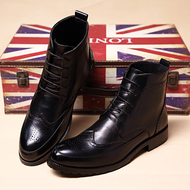 Giày bốt da cổ cao phong cách nam lịch lãm hợp thời trang