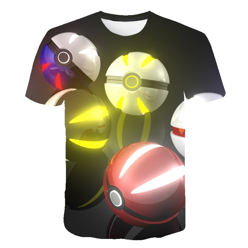 Áo thun HUQISHA họa tiết hoạt hình Pokemon thời trang dành cho nam