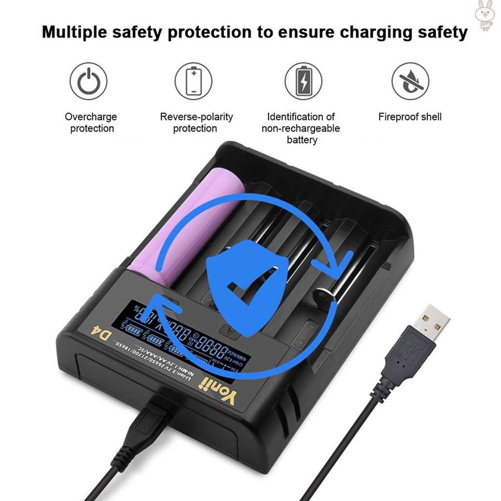 Bộ Sạc Pin Lithium Aa Aaa Nimh 4 Ngăn Ol Yonii D4 Lcd 18650 Cho 18650 21700 26650