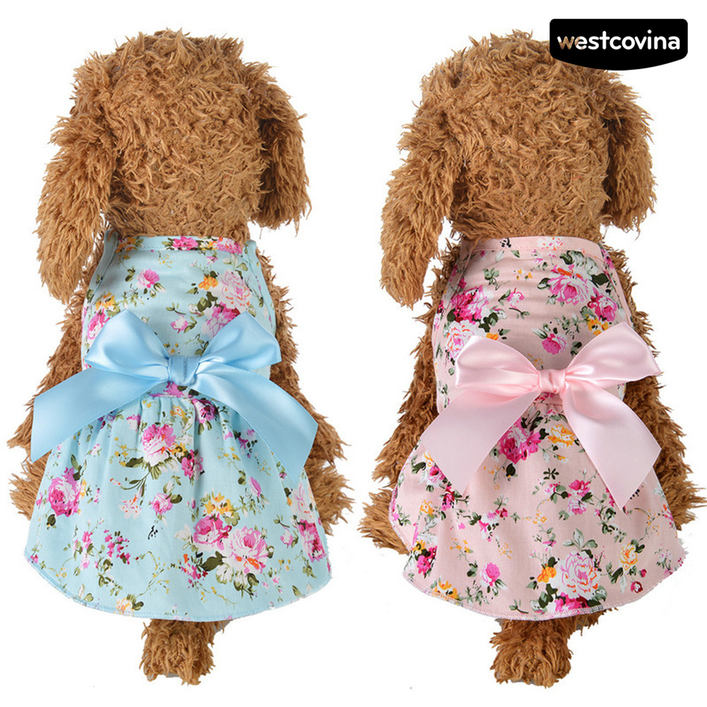 Đầm Cotton In Hoa Thời Trang Xuân Hè Cho Thú Cưng