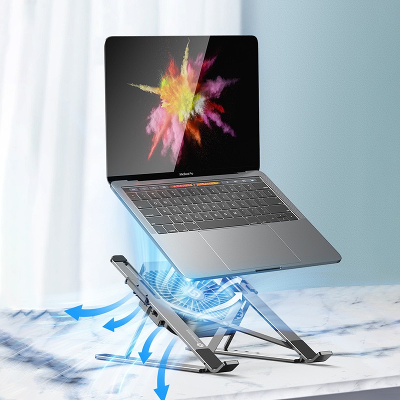 Giá Đỡ Máy Tính Bảng Có Quạt Tản Nhiệt Gấp Gọn Tiện Dụng Cho Macbook Air Pro Notebook Hp Dell-542