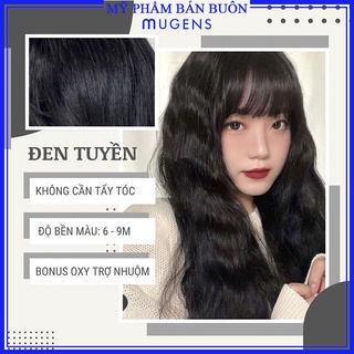 Thuốc nhuộm tóc màu đen tuyền không tẩy tặng kèm oxy trợ nhuộm găng tay mũ ủ