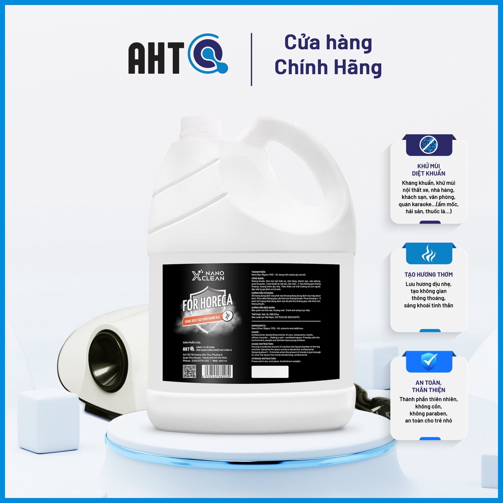 Dung dịch tạo khói, phun khói Nano Xclean For Horeca - Hương Sả chanh - Diệt Khuẩn Khử Mùi nhà hàng, karaoke 5L