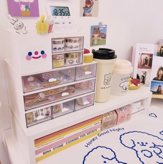 Kệ gỗ trắng để bàn decor bàn học