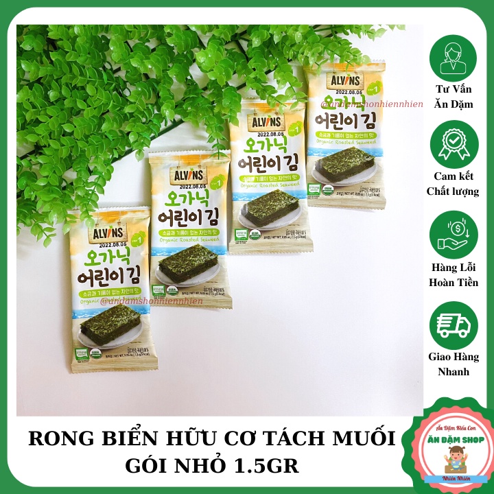 Rong biển hữu cơ alvins hàn quốc gói nhỏ 1.5gr - ảnh sản phẩm 1