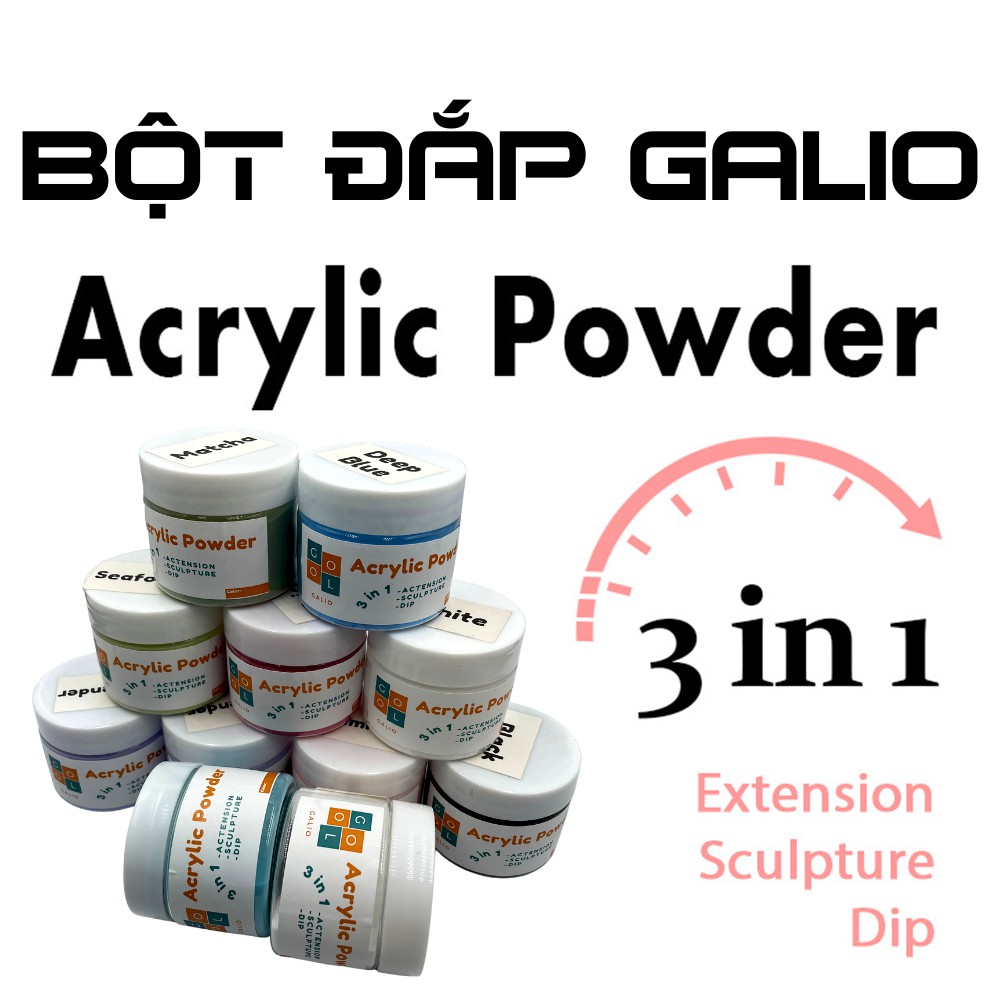 Bột đắp,nhúng,ombre, làm hoa Galio 4 in 1 hũ lớn 50G, siêu dẻo, mịn, lâu khô.
